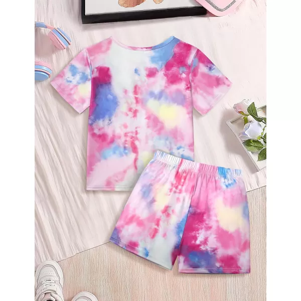 Girls Clothes Summer Outfits Tie Dye Sunshine Printing T-shirts + Shorts 2 Piece Girl Clothing Set