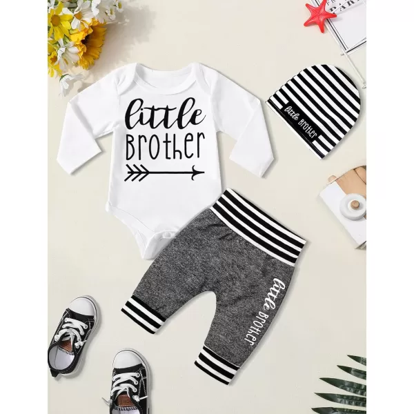 Newborn Baby Boy Clothes New To The Crew Letter Print Romper+Pants+Striped Hat 3pcs Infant Outfits Set