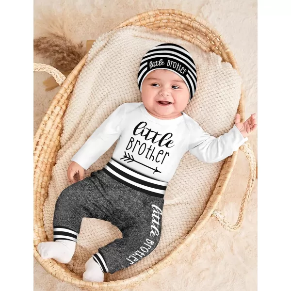 Newborn Baby Boy Clothes New To The Crew Letter Print Romper+Pants+Striped Hat 3pcs Infant Outfits Set