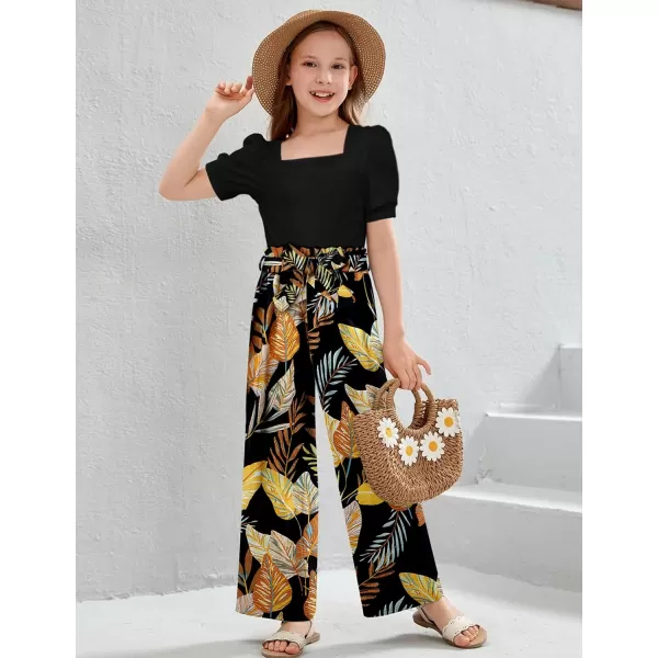 Toddler Girl Clothes Square Neck Puff Sleeve Tops + Wide Leg Pants + Headband 3pcs Spring Summer Girl Outfits