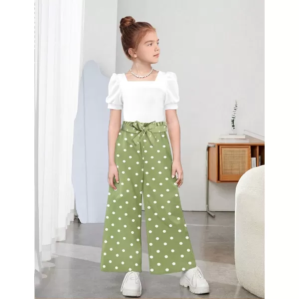 Toddler Girl Clothes Square Neck Puff Sleeve Tops + Wide Leg Pants + Headband 3pcs Spring Summer Girl Outfits