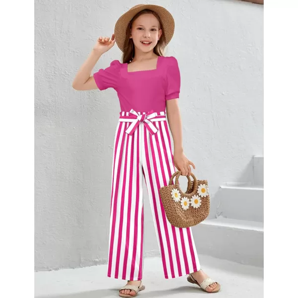 Toddler Girl Clothes Square Neck Puff Sleeve Tops + Wide Leg Pants + Headband 3pcs Spring Summer Girl Outfits