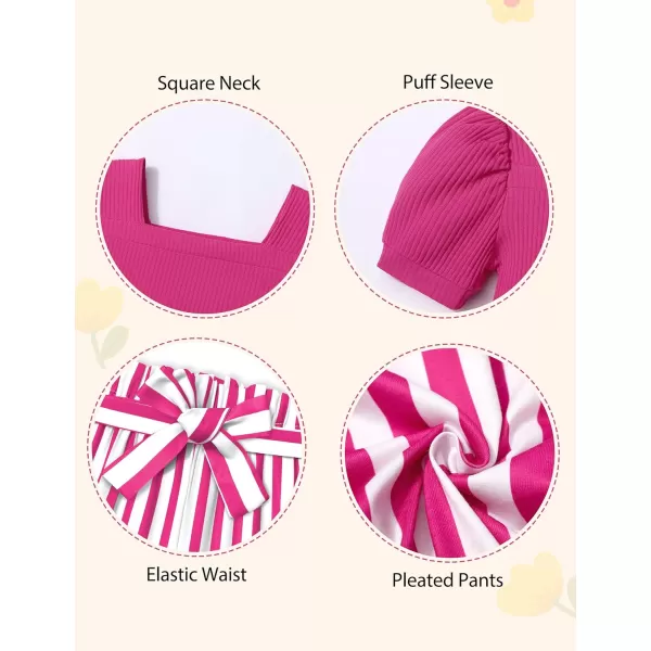 Toddler Girl Clothes Square Neck Puff Sleeve Tops + Wide Leg Pants + Headband 3pcs Spring Summer Girl Outfits