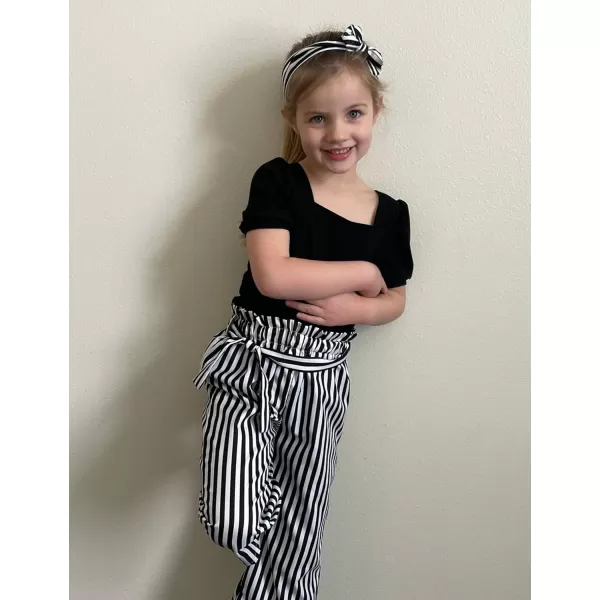 Toddler Girl Clothes Square Neck Puff Sleeve Tops + Wide Leg Pants + Headband 3pcs Spring Summer Girl Outfits