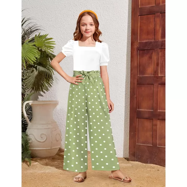 Toddler Girl Clothes Square Neck Puff Sleeve Tops + Wide Leg Pants + Headband 3pcs Spring Summer Girl Outfits