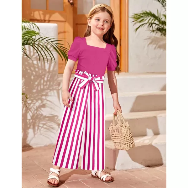 Toddler Girl Clothes Square Neck Puff Sleeve Tops + Wide Leg Pants + Headband 3pcs Spring Summer Girl Outfits