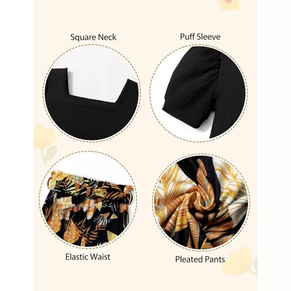 Toddler Girl Clothes Square Neck Puff Sleeve Tops + Wide Leg Pants + Headband 3pcs Spring Summer Girl Outfits