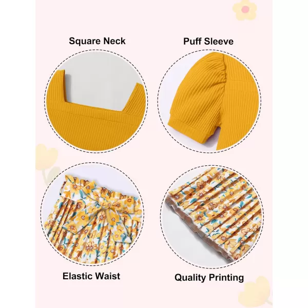 Toddler Little Girl Clothes Outfits Set Square Neck Tops + Pleated Pants + Headband 3pcs Kids Clothing