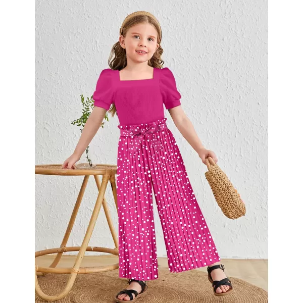 Toddler Little Girl Clothes Outfits Set Square Neck Tops + Pleated Pants + Headband 3pcs Kids Clothing
