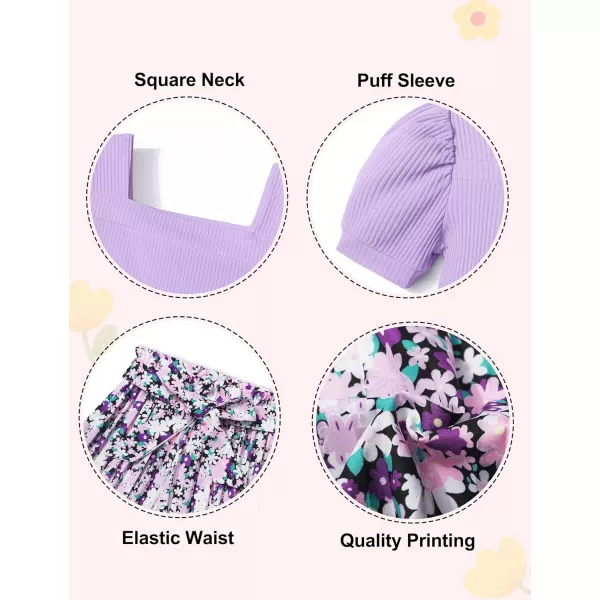Toddler Little Girl Clothes Outfits Set Square Neck Tops + Pleated Pants + Headband 3pcs Kids Clothing