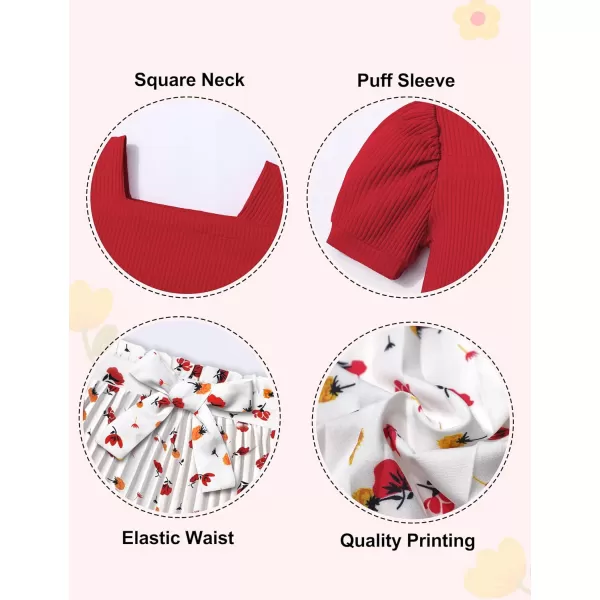 Toddler Little Girl Clothes Outfits Set Square Neck Tops + Pleated Pants + Headband 3pcs Kids Clothing