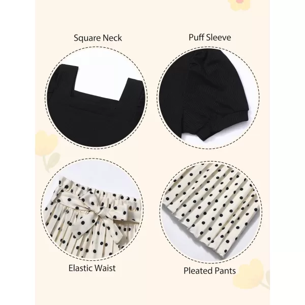 Toddler Little Girl Clothes Outfits Set Square Neck Tops + Pleated Pants + Headband 3pcs Kids Clothing