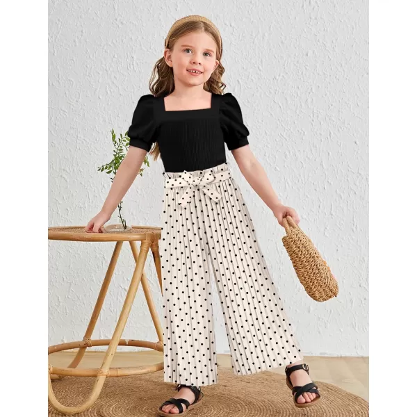 Toddler Little Girl Clothes Outfits Set Square Neck Tops + Pleated Pants + Headband 3pcs Kids Clothing