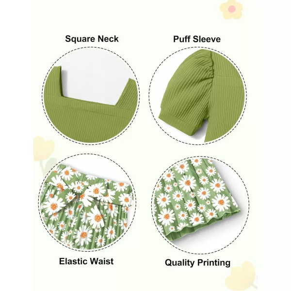 Toddler Little Girl Clothes Outfits Set Square Neck Tops + Pleated Pants + Headband 3pcs Kids Clothing