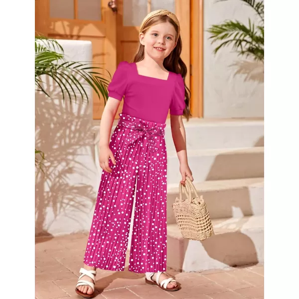Toddler Little Girl Clothes Outfits Set Square Neck Tops + Pleated Pants + Headband 3pcs Kids Clothing