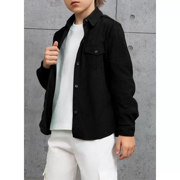 blibean Boy Corduroy Long Sleeve Shirt Jacket with Pockets Size 6-15 Years Old