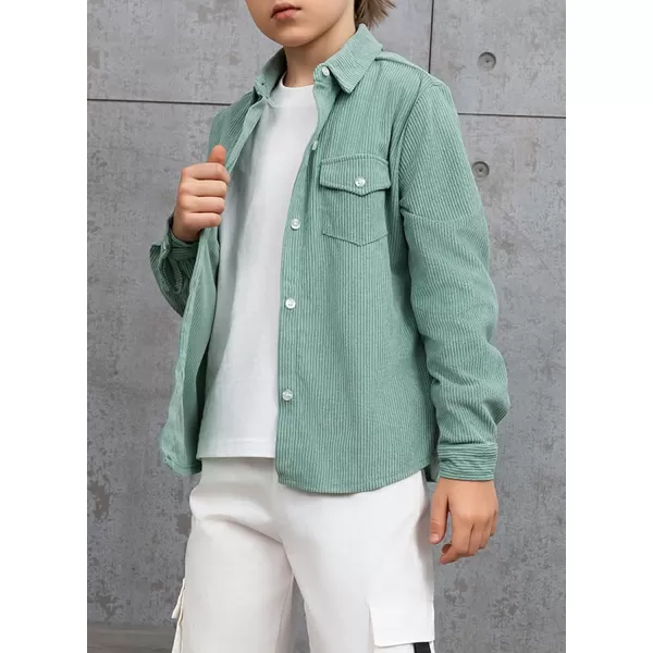 blibean Boy Corduroy Long Sleeve Shirt Jacket with Pockets Size 6-15 Years Old
