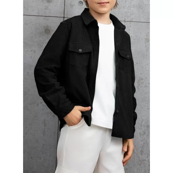 blibean Boy Corduroy Long Sleeve Shirt Jacket with Pockets Size 6-15 Years Old