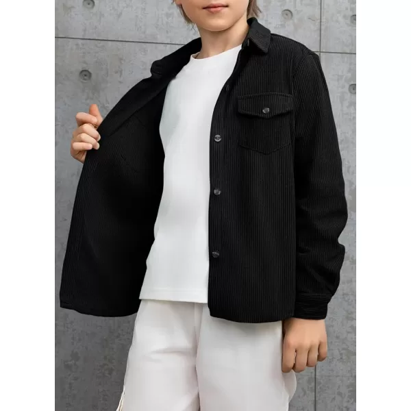 blibean Boy Corduroy Long Sleeve Shirt Jacket with Pockets Size 6-15 Years Old