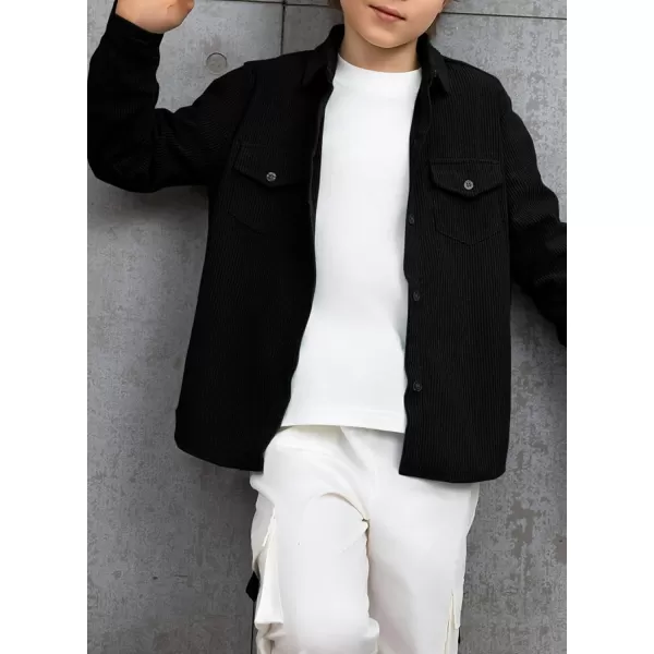 blibean Boy Corduroy Long Sleeve Shirt Jacket with Pockets Size 6-15 Years Old