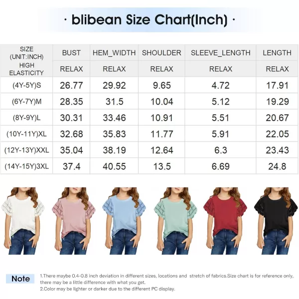 blibean Girl Fashion Cotton Shirts Summer Tops 4-15 Years Old