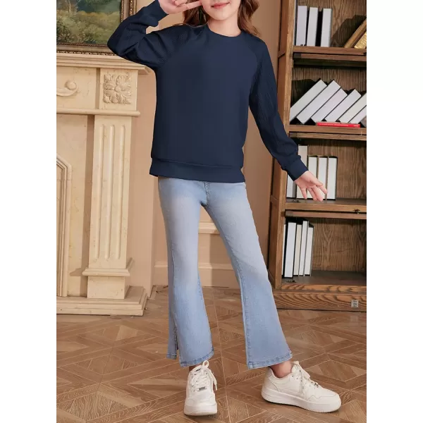 blibean Girls 2024 Fall Sweatshirt Tween Crewneck Cable Knit Tops Size 6-15 Years