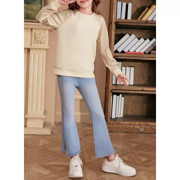 blibean Girls 2024 Fall Sweatshirt Tween Crewneck Cable Knit Tops Size 6-15 Years