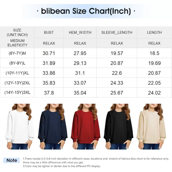 blibean Girls 2024 Fall Sweatshirt Tween Crewneck Cable Knit Tops Size 6-15 Years