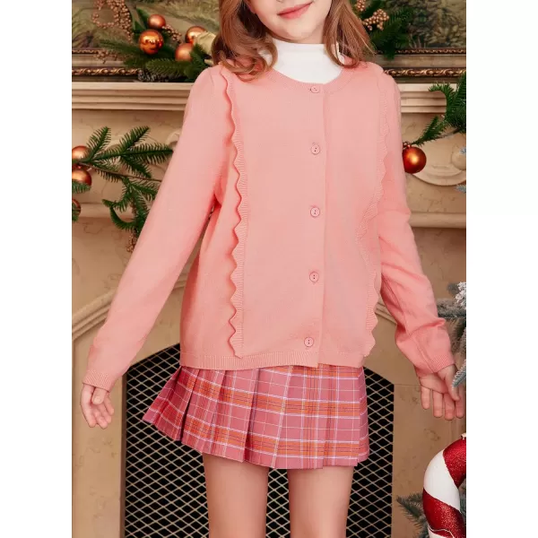 blibean Girls 2024 School Uniform Cardigan Kids Ruffles Thin Sweater Size 6-15 Years
