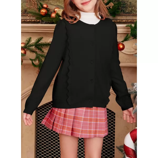 blibean Girls 2024 School Uniform Cardigan Kids Ruffles Thin Sweater Size 6-15 Years