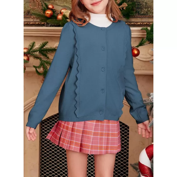 blibean Girls 2024 School Uniform Cardigan Kids Ruffles Thin Sweater Size 6-15 Years