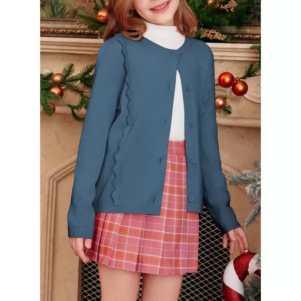 blibean Girls 2024 School Uniform Cardigan Kids Ruffles Thin Sweater Size 6-15 Years