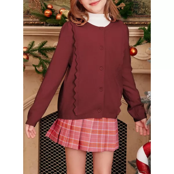 blibean Girls 2024 School Uniform Cardigan Kids Ruffles Thin Sweater Size 6-15 Years