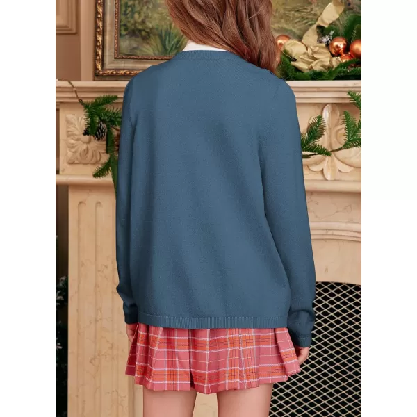 blibean Girls 2024 School Uniform Cardigan Kids Ruffles Thin Sweater Size 6-15 Years