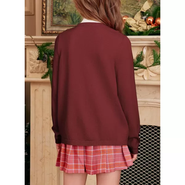 blibean Girls 2024 School Uniform Cardigan Kids Ruffles Thin Sweater Size 6-15 Years