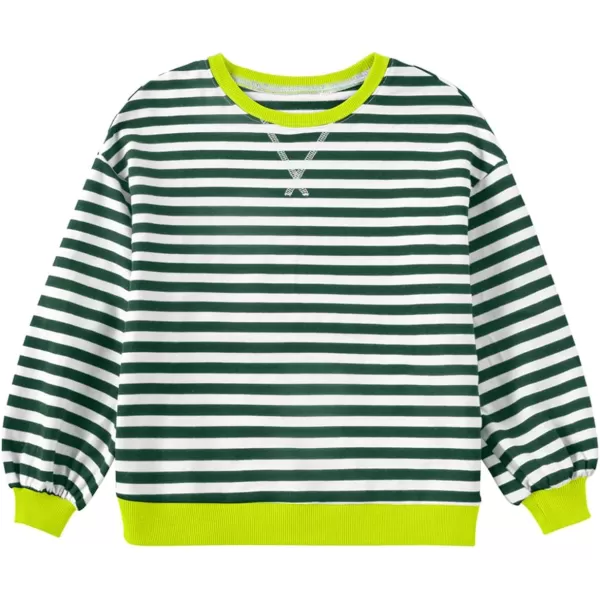 blibean Girls Cotton Long Sleeve Sweathirts Striped Color Block Tops Size 6-15 Years