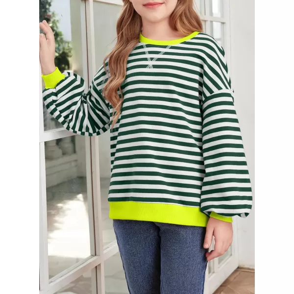 blibean Girls Cotton Long Sleeve Sweathirts Striped Color Block Tops Size 6-15 Years