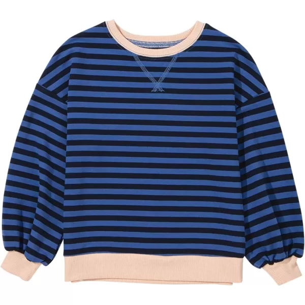 blibean Girls Cotton Long Sleeve Sweathirts Striped Color Block Tops Size 6-15 Years