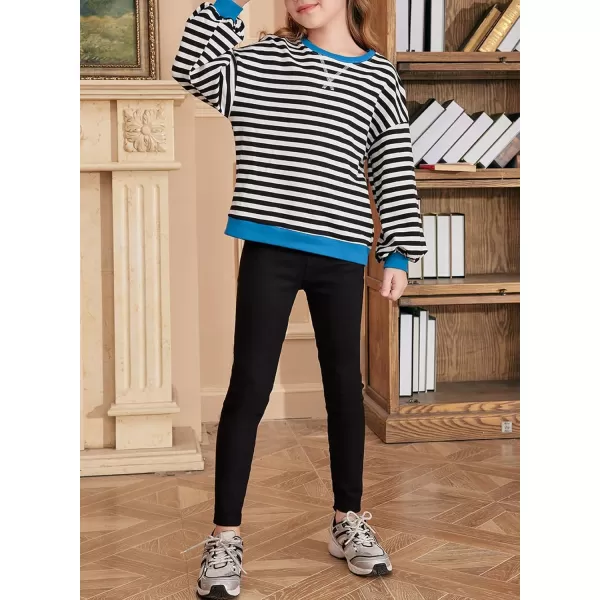 blibean Girls Cotton Long Sleeve Sweathirts Striped Color Block Tops Size 6-15 Years
