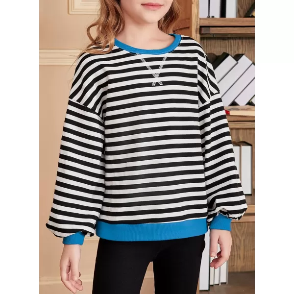 blibean Girls Cotton Long Sleeve Sweathirts Striped Color Block Tops Size 6-15 Years