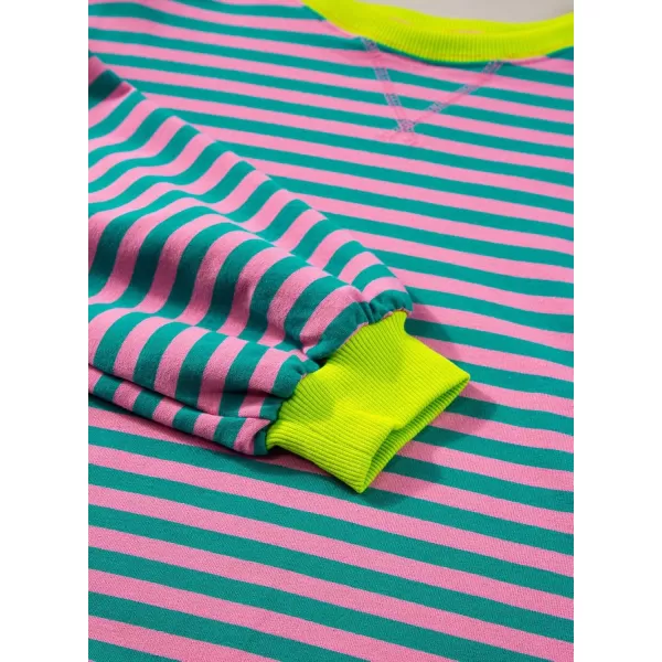 blibean Girls Cotton Long Sleeve Sweathirts Striped Color Block Tops Size 6-15 Years