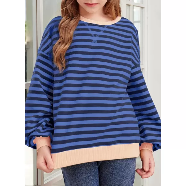 blibean Girls Cotton Long Sleeve Sweathirts Striped Color Block Tops Size 6-15 Years