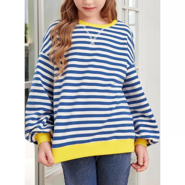 blibean Girls Cotton Long Sleeve Sweathirts Striped Color Block Tops Size 6-15 Years