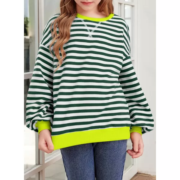 blibean Girls Cotton Long Sleeve Sweathirts Striped Color Block Tops Size 6-15 Years