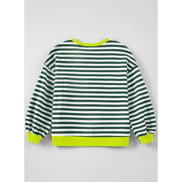 blibean Girls Cotton Long Sleeve Sweathirts Striped Color Block Tops Size 6-15 Years
