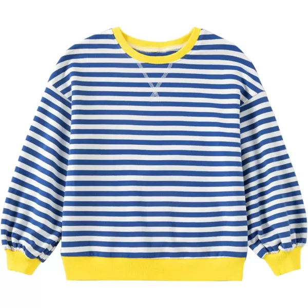 blibean Girls Cotton Long Sleeve Sweathirts Striped Color Block Tops Size 6-15 Years