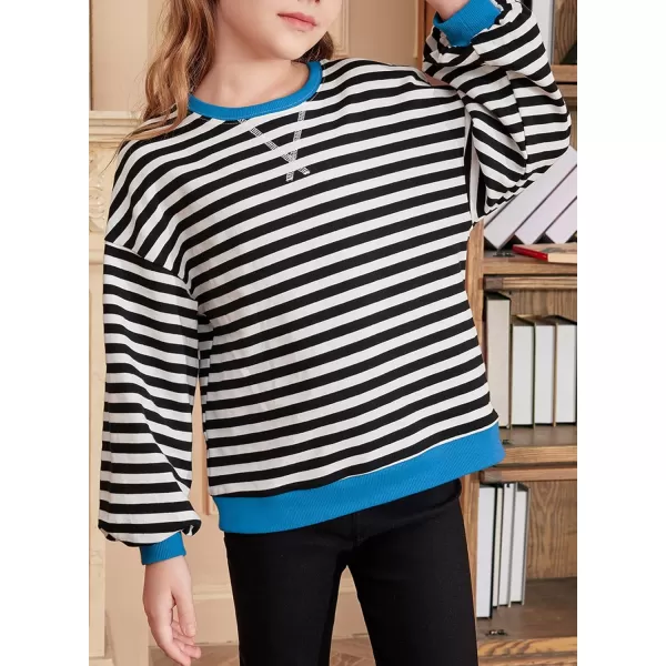 blibean Girls Cotton Long Sleeve Sweathirts Striped Color Block Tops Size 6-15 Years