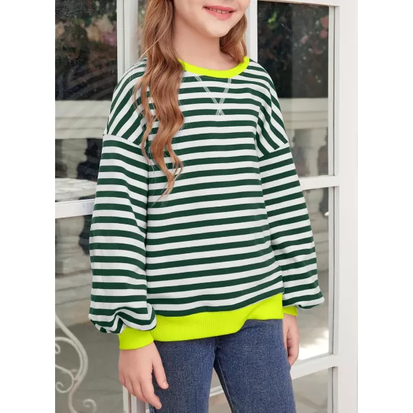 blibean Girls Cotton Long Sleeve Sweathirts Striped Color Block Tops Size 6-15 Years