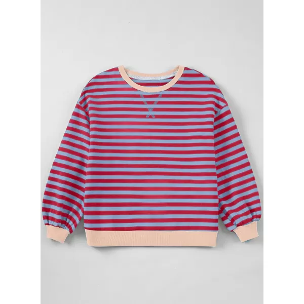 blibean Girls Cotton Long Sleeve Sweathirts Striped Color Block Tops Size 6-15 Years