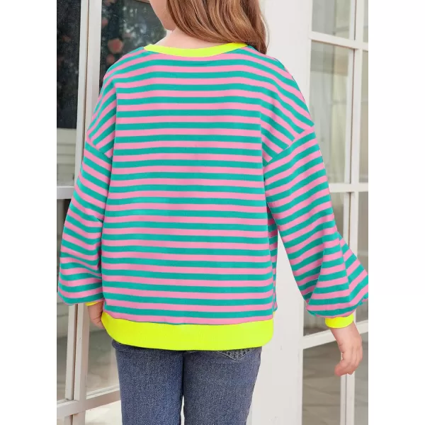 blibean Girls Cotton Long Sleeve Sweathirts Striped Color Block Tops Size 6-15 Years